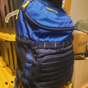 Blue Men's Performance Backpack with Yellow Accents